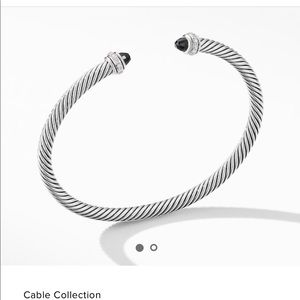 David Yurman 4mm 925 Silver/Onyx Cable Bracelt